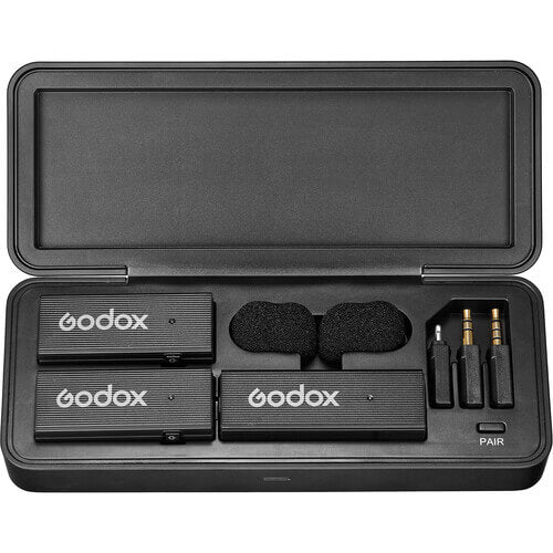 Godox MoveLink Mini LT 2-Person Wireless Microphone System for Cameras & iOS Devices (2.4 GHz, Classic Black)