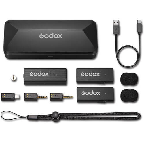 Godox MoveLink Mini LT 2-Person Wireless Microphone System for Cameras & iOS Devices (2.4 GHz, Classic Black)