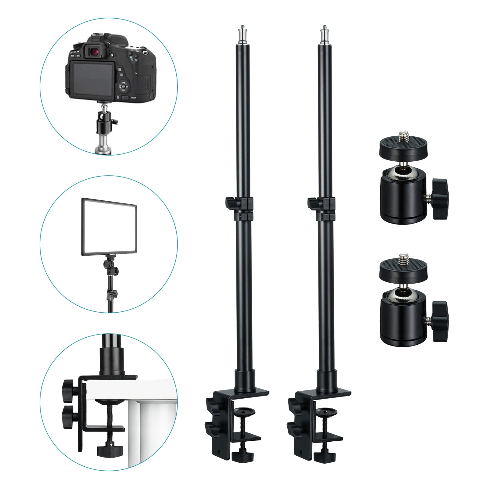 INSSTRO Tabletop Light Stand with Tripod Ball Head (2PCS) - INSSTRO