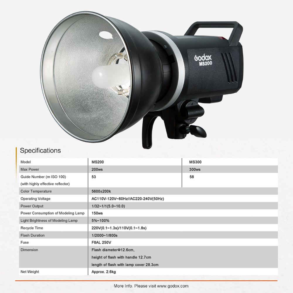 Godox MS200 Compact 200W Studio Flash -110V - INSSTRO