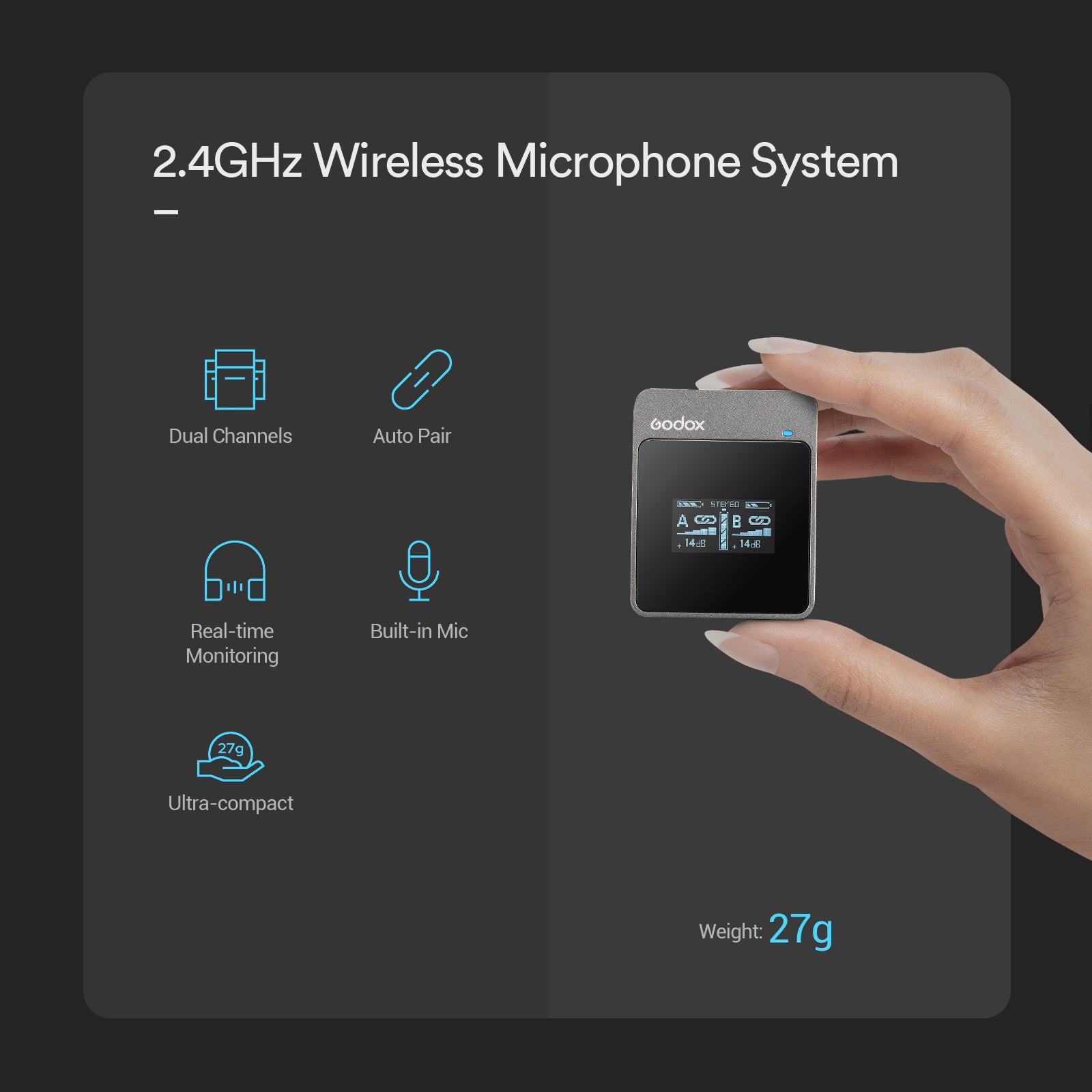 Godox MoveLink M2 2.4G Wireless Microphone System - INSSTRO